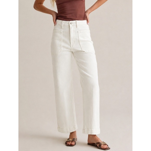Altar'd State Denim - Altar'd State Kristian High Rise Pocket Jeans White Denim Wide Leg Size 27